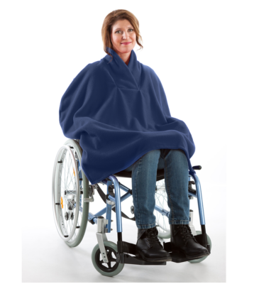Fleececape med sjalkrage blå rullstol 7387