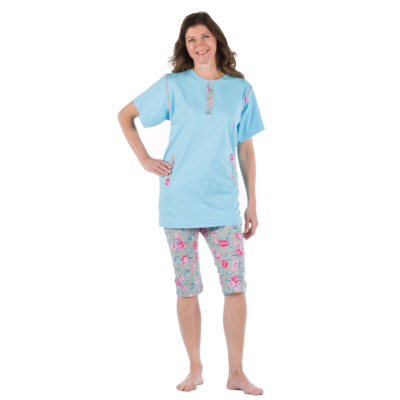 Damoverall pyjamas med korta ben blommig 201 1054