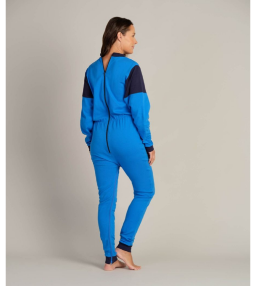 Body i bomullstrikå med dragkedja i gren och rygg Unisex1011 baksida rygg