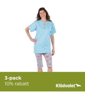 Damoverall pyjamas med korta ben blommig 3pack 1054