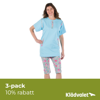 Damoverall pyjamas med korta ben blommig 3pack 1054