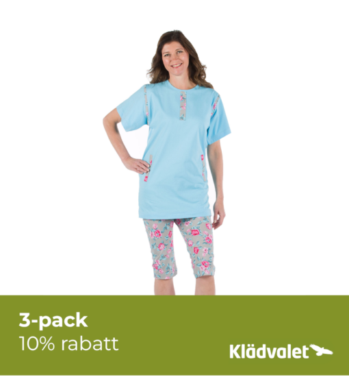 Damoverall pyjamas med korta ben blommig 3pack 1054