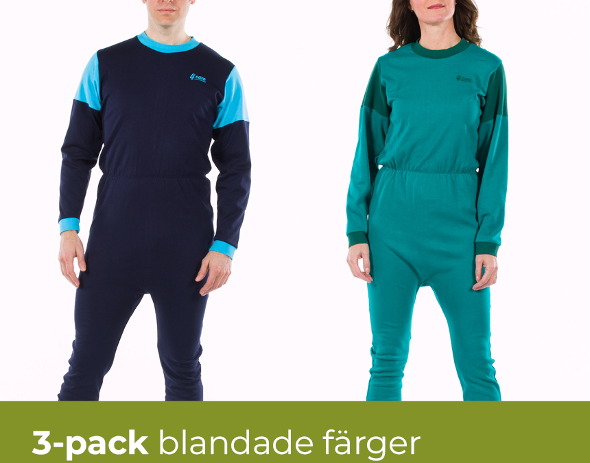 Overall Unisex i kraftigare bomullstrikå dragkedja i rygg 3-pack 1010-3