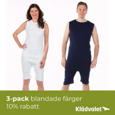 Overall Unisex med korta ben dragkedja i ryggen 3pack 2030