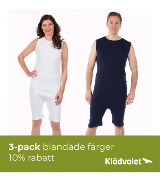 Overall Unisex med korta ben dragkedja i ryggen 3pack 2030