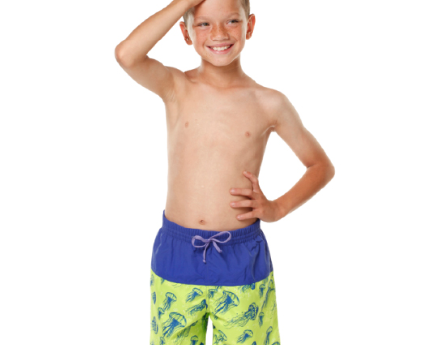 Badshorts inkontinens barn manet blå/grön