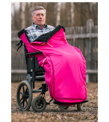 rosa cerise åkpåse benskydd teddy ull