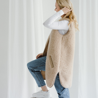 väst merino ull pearl